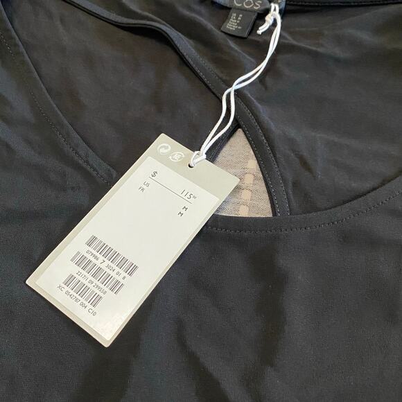 COS Round Neck Slip Dress Womens Size Medium Black Key Hole Minimalist Old money - Picture 6 of 8